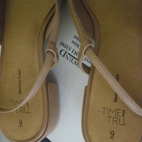 TIME & TUE Women Bro/Black Size 9-Shoes Faux Leather-Memory Foam-Strap Open Back - Picture 4 of 9